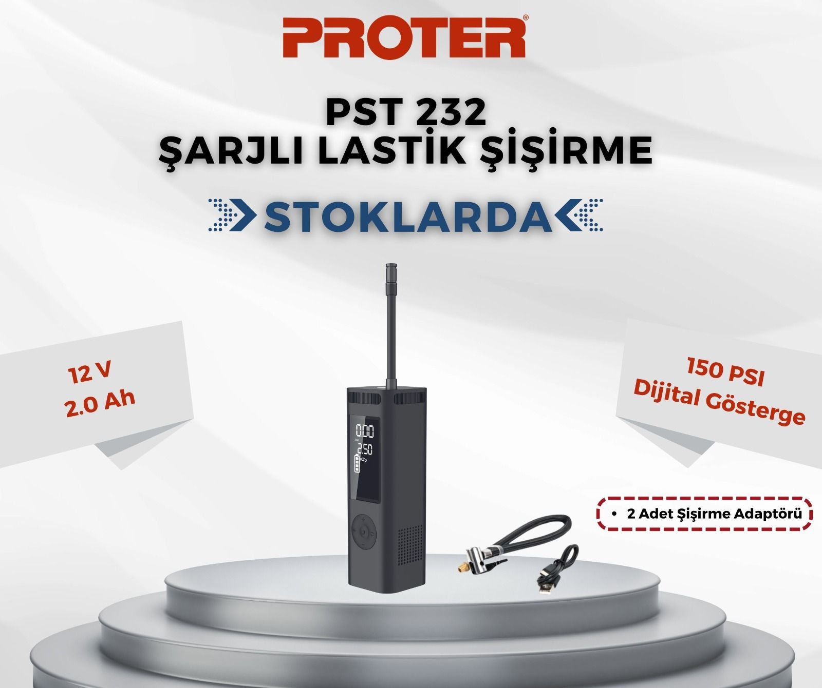 Proter Pst 232 Şarjlı Lastik Şişirme USB Powerbank